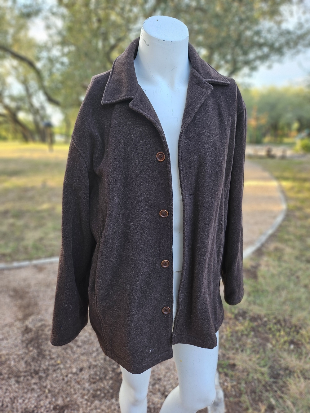 Vintage, Barneys NY single-breasted Brown Wool Car Jacket (Shacket) Pea Coat 54